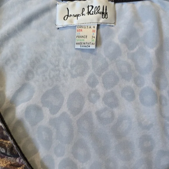 Joseph Ribkoff Metallic Animal Print Ruched Top – Size 4 Small - Picture 3 of 8